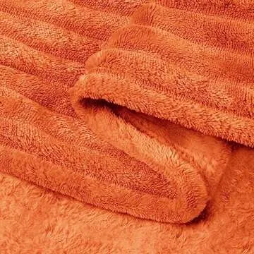 BEDELITE Fall Throw Blanket for Couch - 3D Ribbed Jacquard Soft & Warm Decorative Orange Blanket, Cozy, Plush, Fluffy, Fuzzy Fleece Throw Blanket for Bed, Sofa 50x60Inches