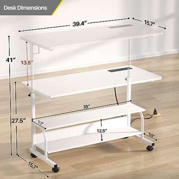 Height Adjustable Standing Desk with Power Outlets