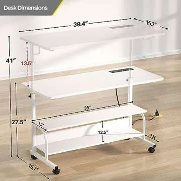 Height Adjustable Standing Desk with Power Outlets