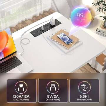 Height Adjustable Standing Desk with Power Outlets