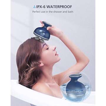 COMFIER Head Massager, Cordless Scalp Massager with 4 Kneading Massage Heads & 68 Nodes, Portable Handheld Hair Massager for Hair Growth,Stress Relax,Ideal Gifts for Women,Men