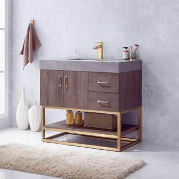 Vinnova Alistair Bathroom Vanity with Oak Finish