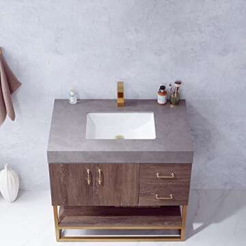 Vinnova Alistair Bathroom Vanity with Oak Finish
