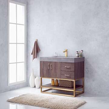 Vinnova Alistair Bathroom Vanity with Oak Finish