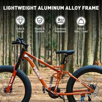 Viribus Men's Fat Tire Mountain Bike with Suspension