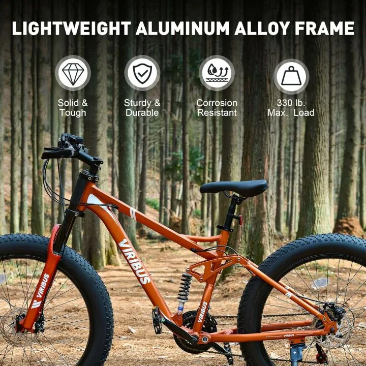 Viribus Men's Fat Tire Mountain Bike with Suspension