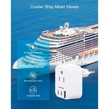 European Travel Plug Adapter for International, Italy Spain Power Adapter, 2 Outlets 2 USB C Ports, Type C Adapter Travel Cruise Essentials for Amercian US to Most Europe France Germany EU, 2 Pack