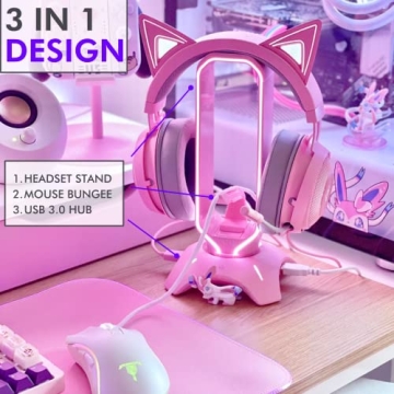 Tilted Nation RGB Gaming Headphone Stand | Cute Desk Holder