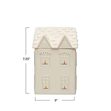 Creative Co-Op Hand-Painted House Cookie Jar for Home Decor