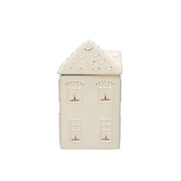 Creative Co-Op Hand-Painted House Cookie Jar for Home Decor