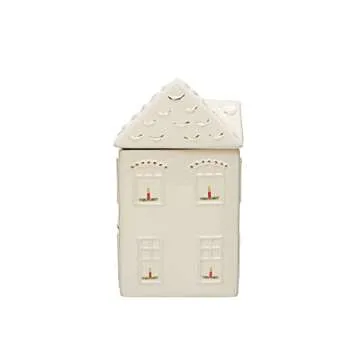 Creative Co-Op Hand-Painted House Cookie Jar for Home Decor