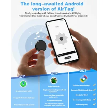 Air Tags for Android - 4 Pack with 2 Year Battery Life and Waterproof Design
