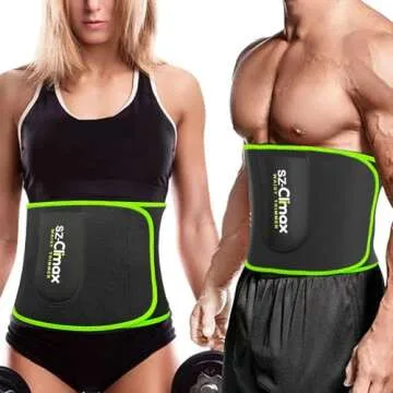 SZCLIMAX Waist Trimmers for Women and Men, Waist Trainer Belt, Sweat Band Waist Trainer for High-Intensity Training Green