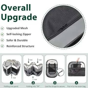 Love's cabin Pet Puppy Dog Playpen, Medium Dog Tent Crates Cage Indoor/Outdoor, Portable Playpen for Dog and Cat, Foldable Pop Up Dog Kennel Playpen with Carring Case, Removable Zipper Top, Grey