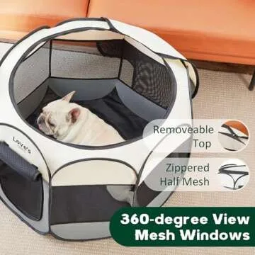Love's cabin Pet Puppy Dog Playpen, Medium Dog Tent Crates Cage Indoor/Outdoor, Portable Playpen for Dog and Cat, Foldable Pop Up Dog Kennel Playpen with Carring Case, Removable Zipper Top, Grey