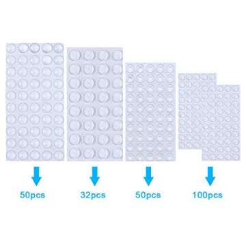 AUSTOR 232 Pieces Clear Rubber Feet Adhesive Bumper Pads Self Stick Furniture Buffer Pads for Doors,...