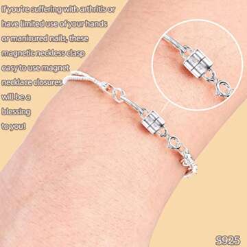 Qulltk 925 Sterling Silver Magnetic Necklace Clasps and Closures,Mini Bracelets Clasp Converter Gold and Silver Chain Extender for Jewelry Making Supplies