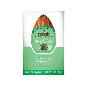 NOOSH Keto Friendly Chocolate Mint Almond Butter Packets 15ct (0.5oz) - Naturally Sourced Ingredients, Vegan, Gluten Free, Kosher, Non GMO, No Soy, No Dairy, No Peanuts, Keto Friendly, low carb