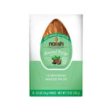 NOOSH Keto Friendly Chocolate Mint Almond Butter Packets 15ct (0.5oz) - Naturally Sourced Ingredients, Vegan, Gluten Free, Kosher, Non GMO, No Soy, No Dairy, No Peanuts, Keto Friendly, low carb