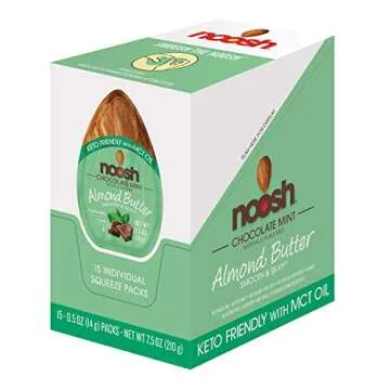 NOOSH Keto Friendly Chocolate Mint Almond Butter Packets 15ct (0.5oz) - Naturally Sourced Ingredients, Vegan, Gluten Free, Kosher, Non GMO, No Soy, No Dairy, No Peanuts, Keto Friendly, low carb