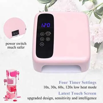 72W Cordless Nail Lamp - Rechargeable Professional Nail Dryer
