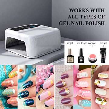 72W Cordless Nail Lamp with Touch Screen, Rechargeable UV LED Nail Lamp for Gel Polish, Portable Professional Nail Dryer with Timer Salon Art Machine(Built-in Battery Pink)