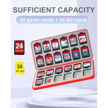 Xinocy for Nintendo Switch Game Case with 24 Game Holder Slots and 24 SD Micro Card Slots for Ninten...