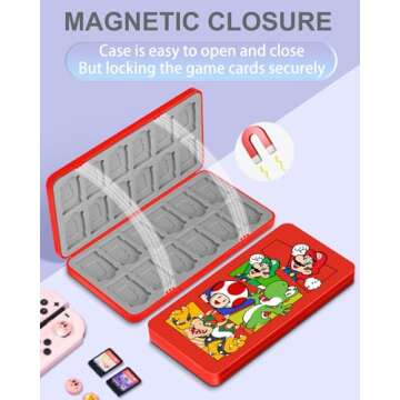 Xinocy for Nintendo Switch Game Case with 24 Game Holder Slots and 24 SD Micro Card Slots for Nintendo Switch/Lite/OLED,Cute Cartoon Games Cartridge Cases for Boys Kids Girls Kawaii Storage Box, long