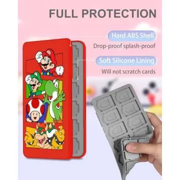 Xinocy for Nintendo Switch Game Case with 24 Game Holder Slots and 24 SD Micro Card Slots for Nintendo Switch/Lite/OLED,Cute Cartoon Games Cartridge Cases for Boys Kids Girls Kawaii Storage Box, long