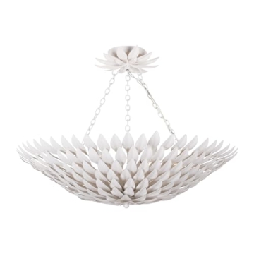 Crystorama Broche 6 Light Matte White Semi Flush Mount