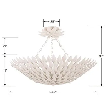 Crystorama Broche 6 Light Matte White Ceiling Fixture