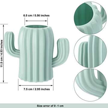 2 Pieces Cactus Pen Holder Cactus Pen Pencil Container Desktop Supplies Pen Cups Cosmetic Makeup Bru...