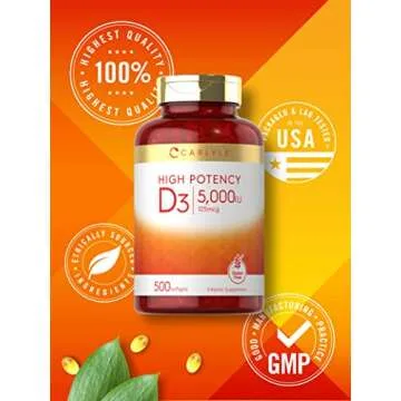 Carlyle Vitamin D3 Softgels 5000 IU | Easy to Swallow