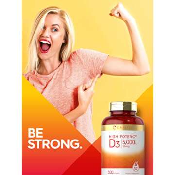 Carlyle Vitamin D3 5000 IU Softgels | 500 Count | Value Size | Non-GMO and Gluten Free Supplement | High Potency Formula | 125mcg