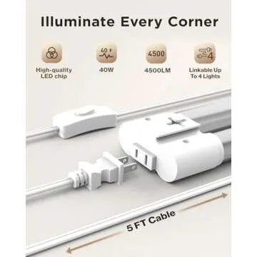 Sunco 6 Pack Linkable LED Utility Shop Light, 4500 LM, 5000K Daylight, 4 FT, 48 Inch Integrated Fixt...