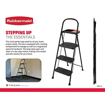 Rubbermaid RMS-3T Step Stool with Project Tray, Black