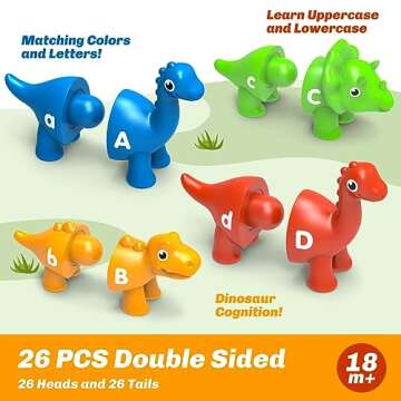 Learning Toys for 2 3 4 Year Old, 26PCS Dinosaur Alphabet Learning Toys with Uppercase and Lowercase...