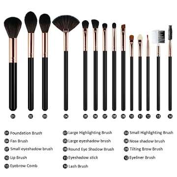 Makeup Brushes Set,Foundation Powder Brush Eyeshadow Brush Concealers Blush Face Professional Make up Brushes Kit with Gifts Box for Woman(Black,14Pcs)