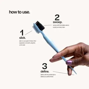 Baby Tress Hair Brush 3-in-1 Edge Styler for Styling and Taming Flyaways and Brows. Double-Sided Hair Edge Brush with Multi-Use Pointed End, Sand