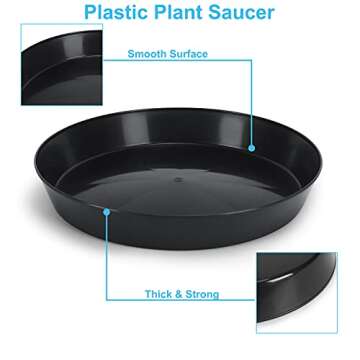 Austin Planter Flower Pots with Saucers - 9 Inch Black, Set of 5, Colorful Seed Starter Pots