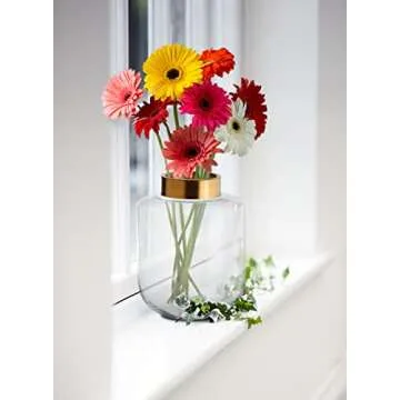 Serene Spaces Living Medium Ball Vase with Gold Rim, Elegant Flower Vase for Wedding Reception, Mini Flower Vases for Home Decor, Vintage Bottle Style, Measures 12" Tall and 9" Diameter