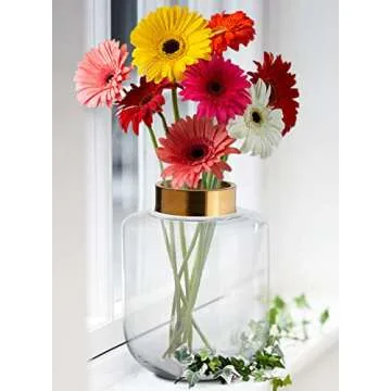 Serene Spaces Living Medium Ball Vase with Gold Rim, Elegant Flower Vase for Wedding Reception, Mini Flower Vases for Home Decor, Vintage Bottle Style, Measures 12" Tall and 9" Diameter