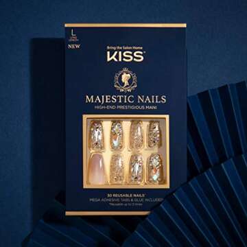 KISS Majestic Fake Nails, My Crown, Glamorous Glue-On Nails