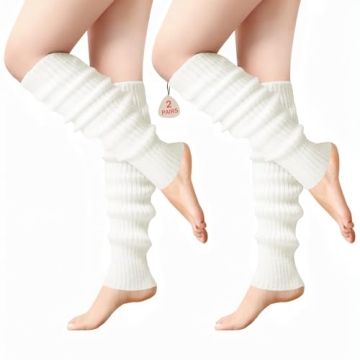 Buauty Leg Warmers for Women 80s 90s Outfit Fashion Neon Ribbed Leg Socks Fashion Y2k Neon Accessori...