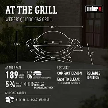 Weber Q1000 Gas Grill, Titanium with Cover