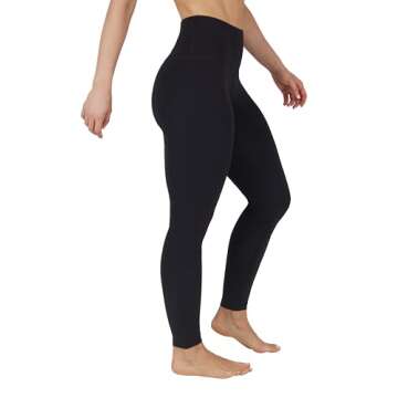 Yogalicious High Waist Ultra Soft Lightweight Leggings - High Rise Yoga Pants - Black Nude Tech 28" - Small
