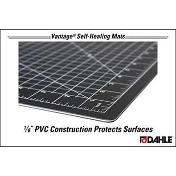 Dahle Vantage 10671 Premium Self-Healing Cutting Mat, 12"x18", 1/2" Grid, 5 Layers for Max Healing, Perfect for Crafts & Sewing, Black