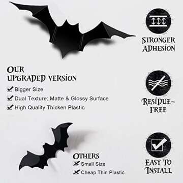 Halloween 3D Bats Decoration – 60 Pcs for Spooky Vibes