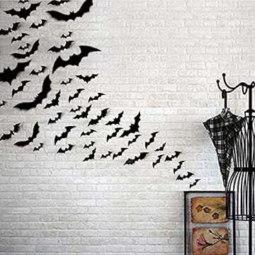 Halloween 3D Bats Decoration Set – 60 Piece for Spooky Decor
