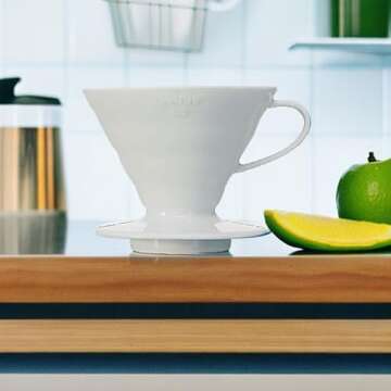 Hario V60 Ceramic Coffee Dripper, Size 02, White